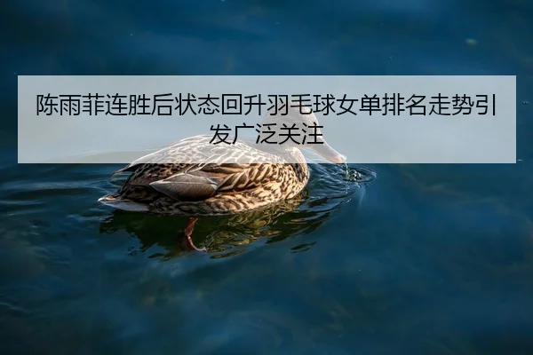 陈雨菲连胜后状态回升羽毛球女单排名走势引发广泛关注
